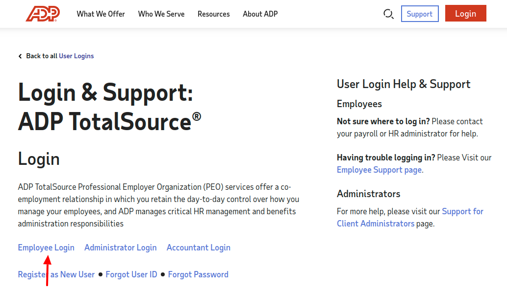 ADP TotalSource Employee Administrator Login