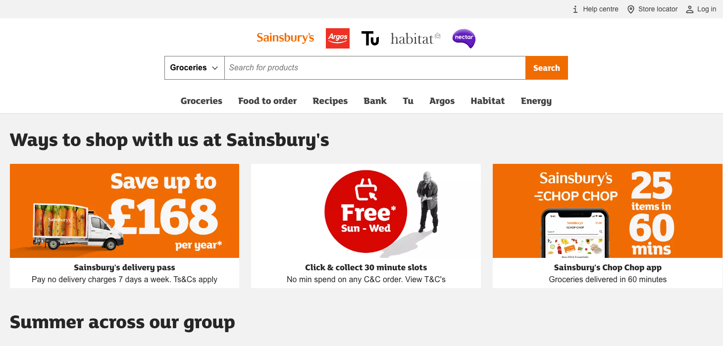 sainsburys official site